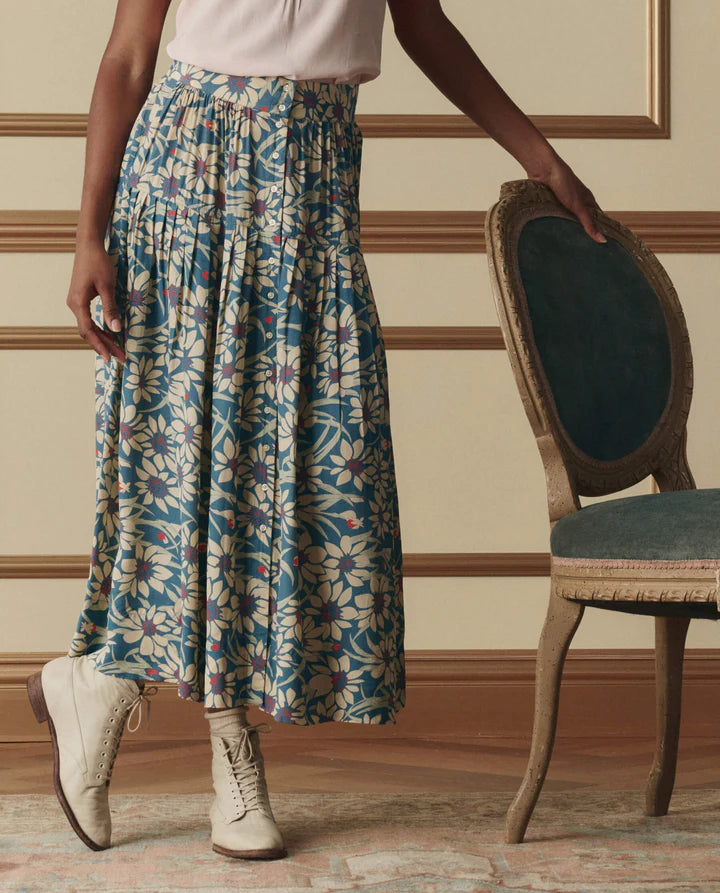 Highland Skirt, Blue Scattered Bloom