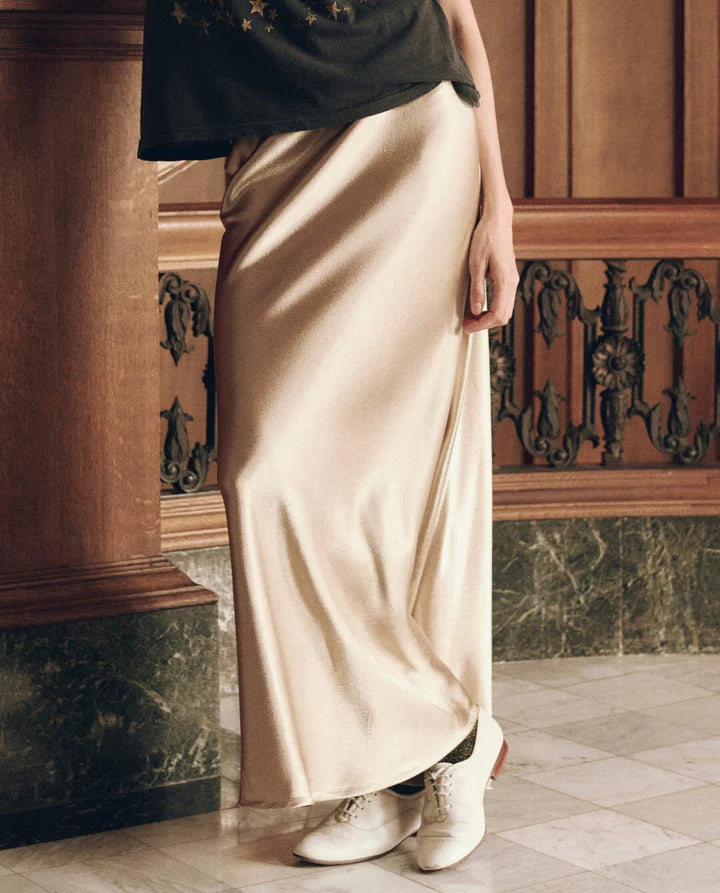 Elastic Bias Skirt, Gold Shimmer