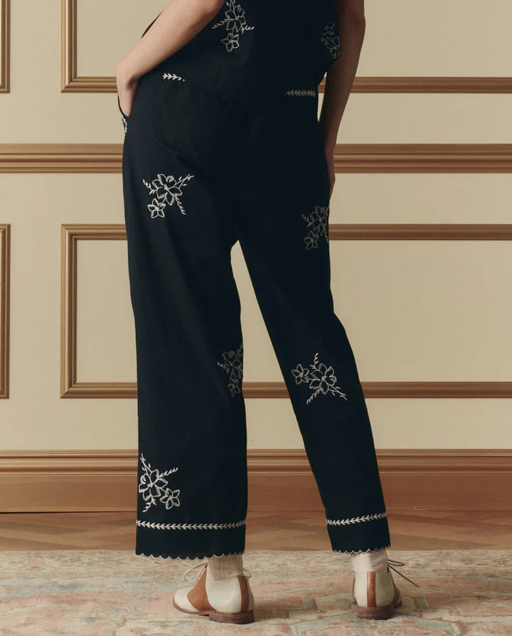 Embroidered Weekend Pant, Black