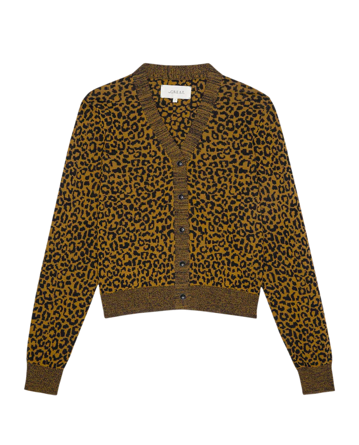 V Neck Cardigan, Leopard
