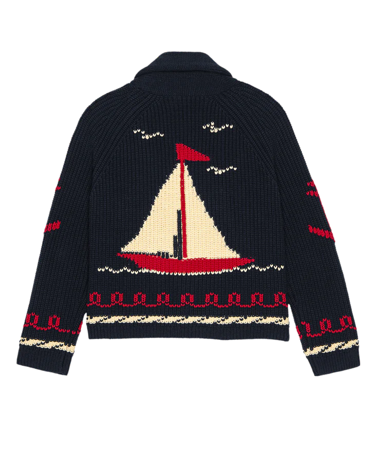 Sailboat Lodge Cardigan, Navy