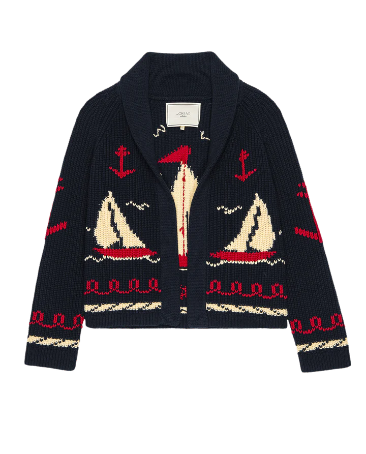 Sailboat Lodge Cardigan, Navy