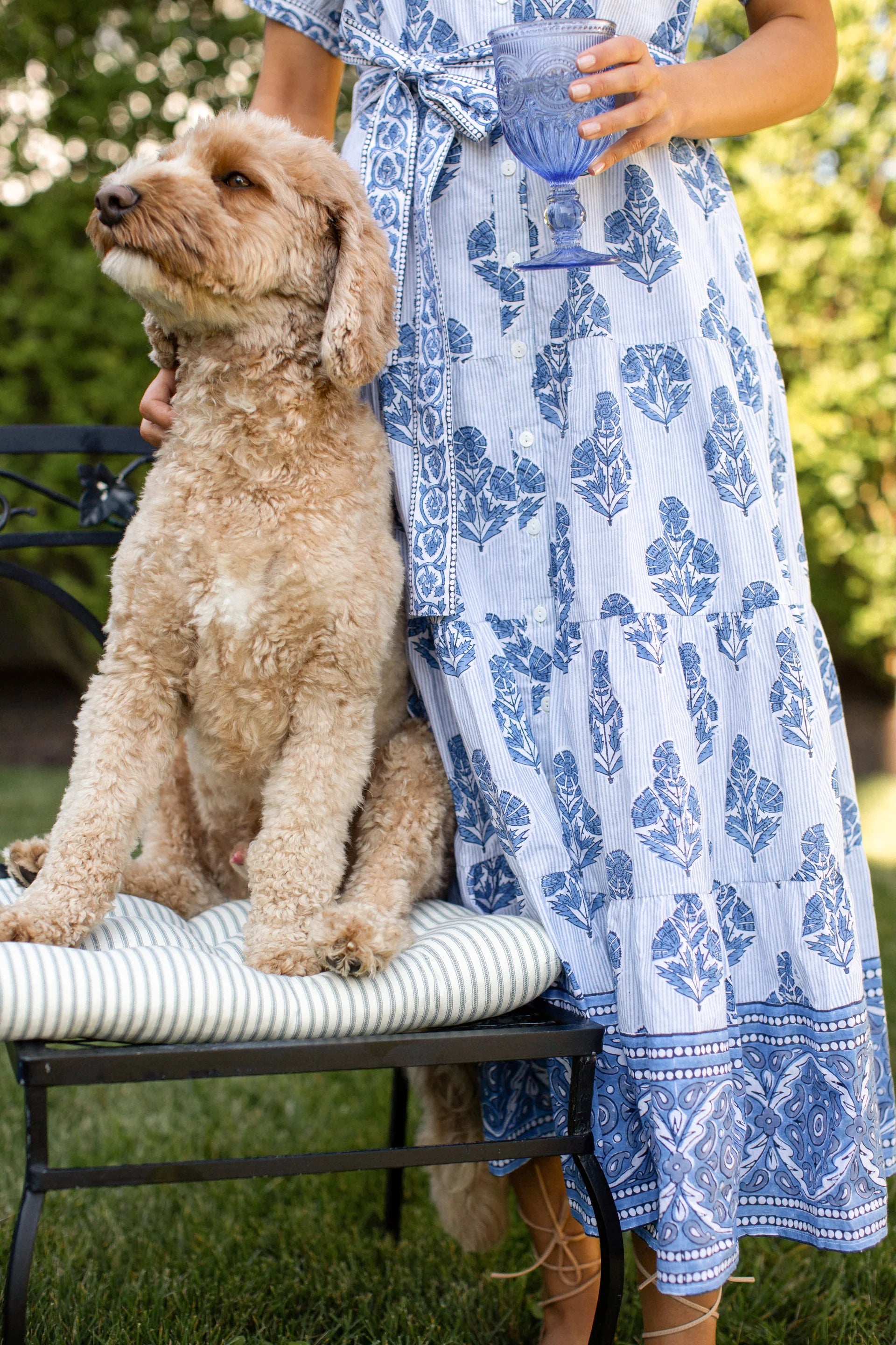 Shirt Dress, Indigo Hollyhock