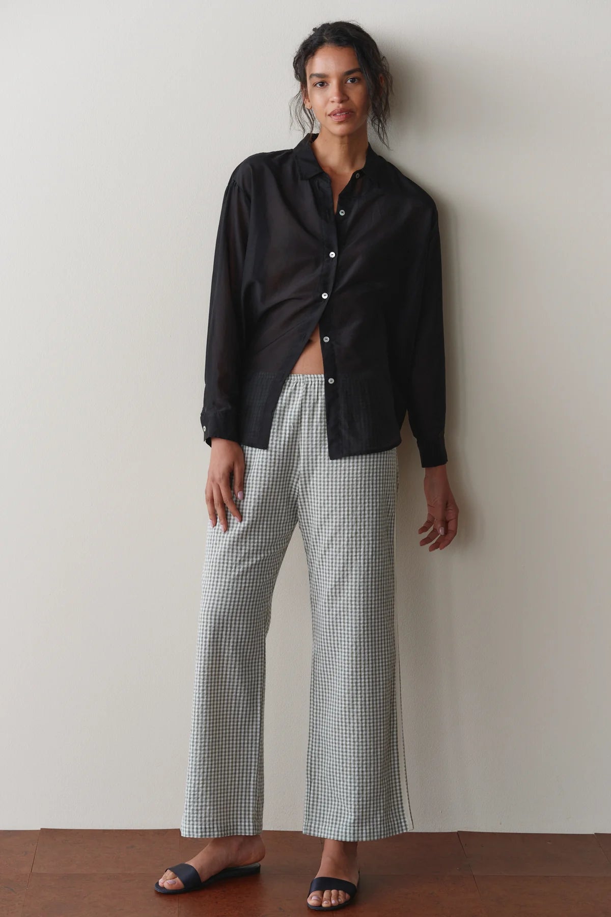 Gingham Stripe Crop Pant, Dill