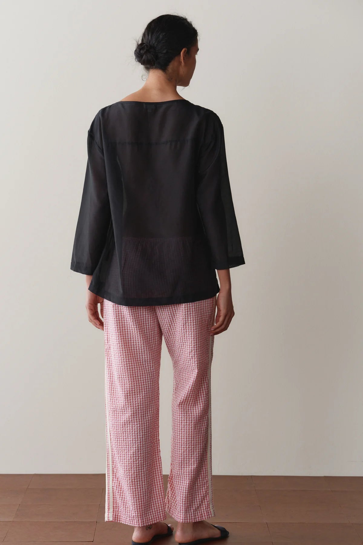 Gingham Stripe Crop Pant, Rhubarb