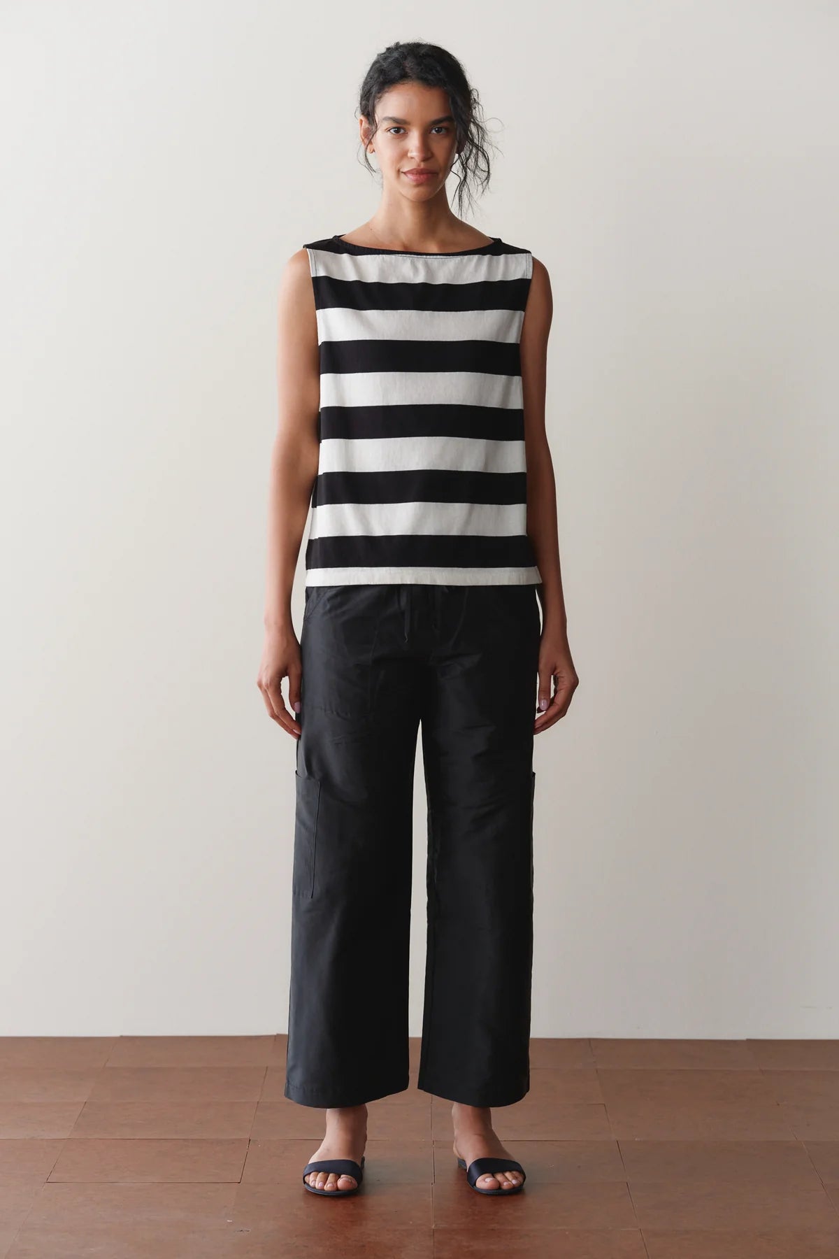 Silk Taffeta Cargo Pant, Jet