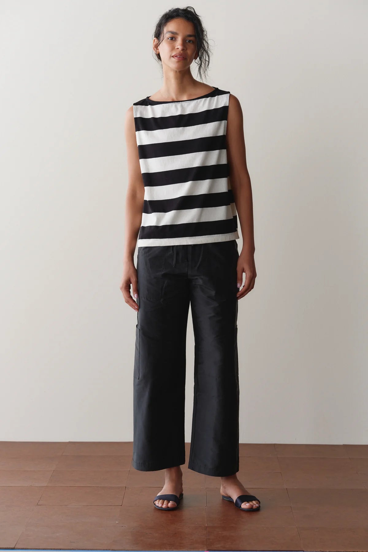 Silk Taffeta Cargo Pant, Jet