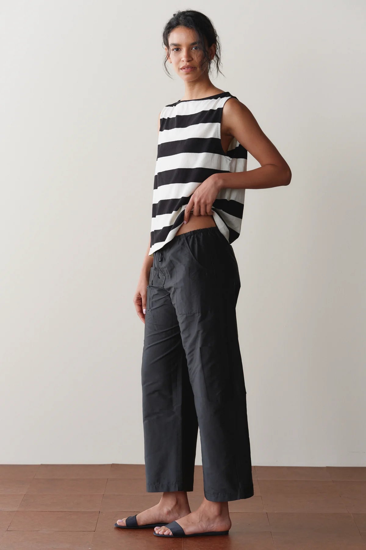 Silk Taffeta Cargo Pant, Jet