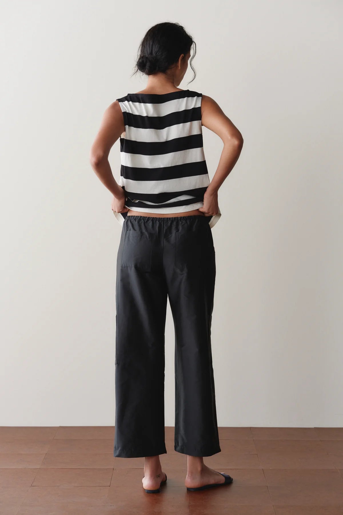 Silk Taffeta Cargo Pant, Jet