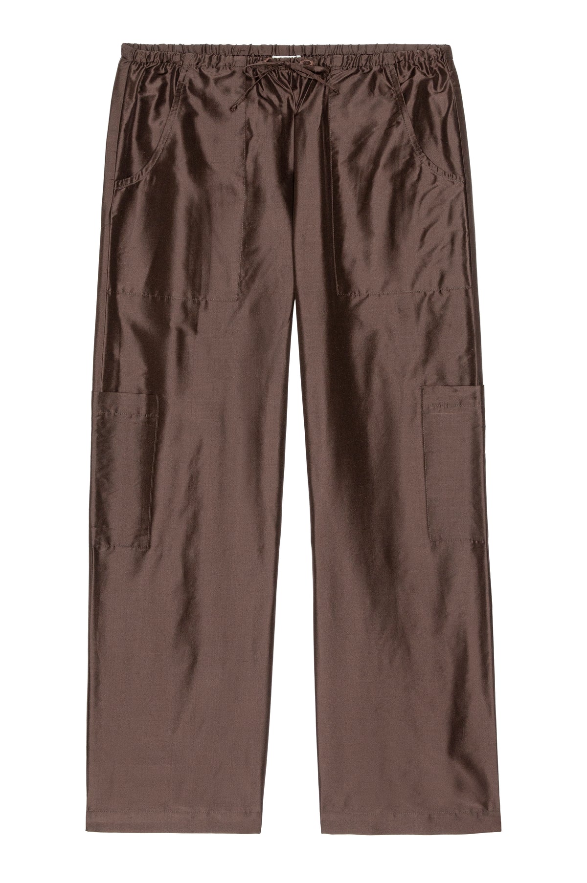 Silk Taffeta Cargo Pant, Espresso