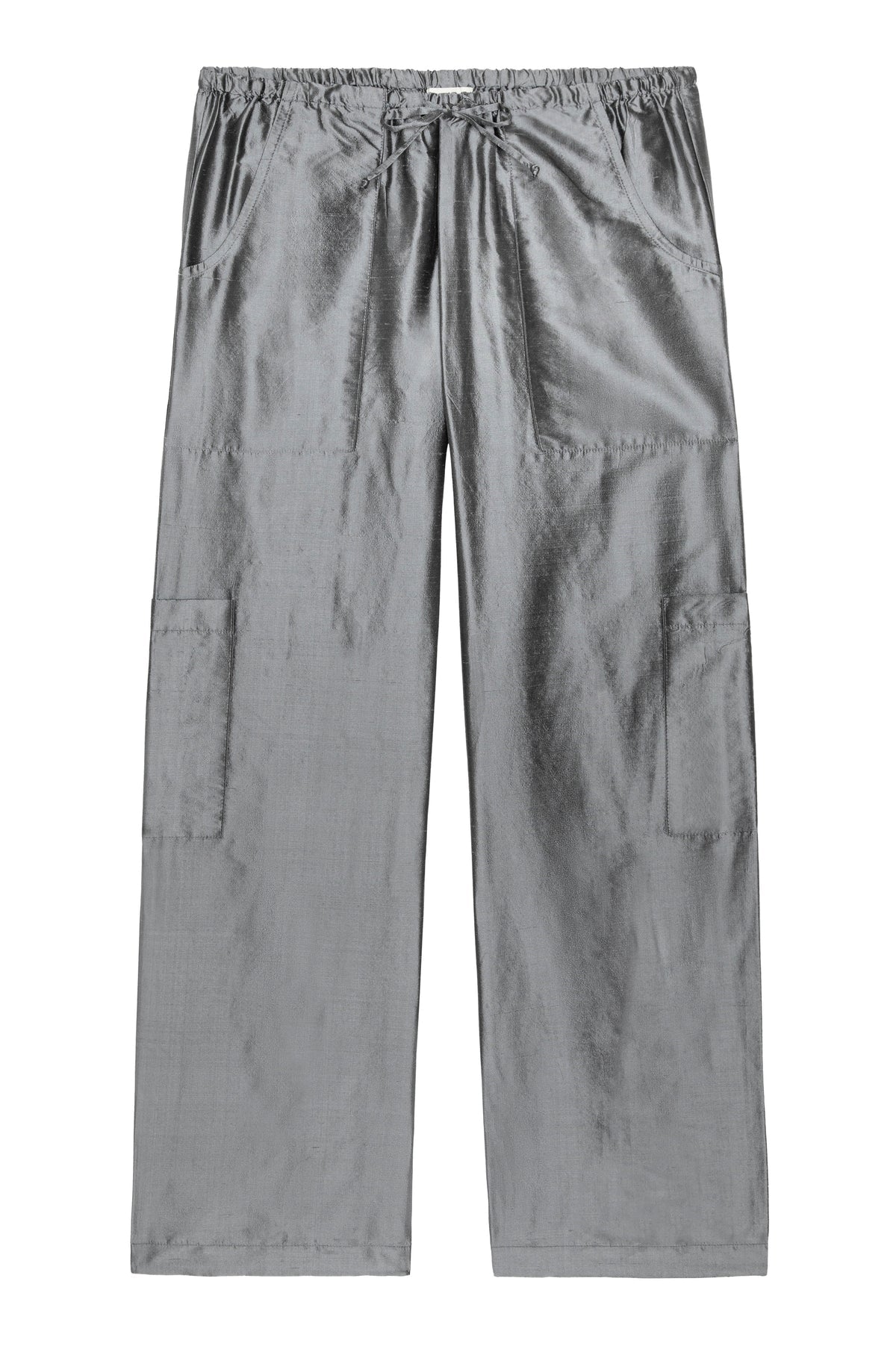 Silk Taffeta Cargo Pant, Pewter