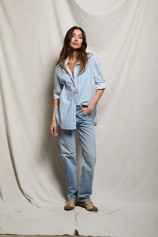 avalon stripe shirt, pacific blue