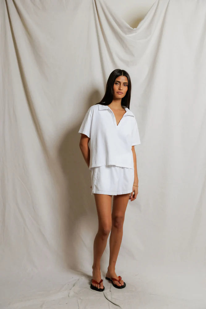 charlie collared tee, white