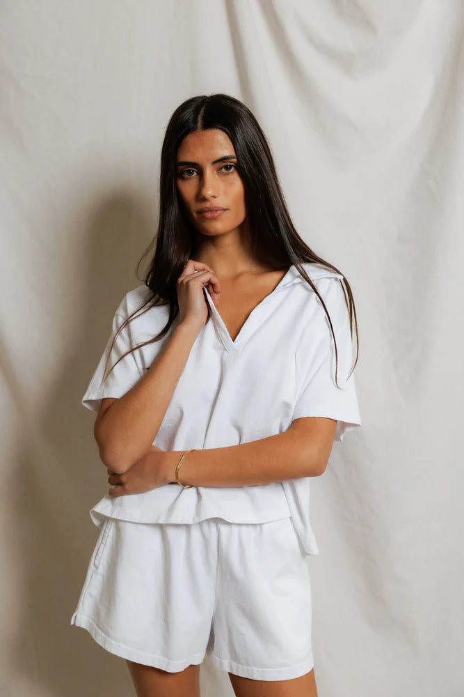 charlie collared tee, white