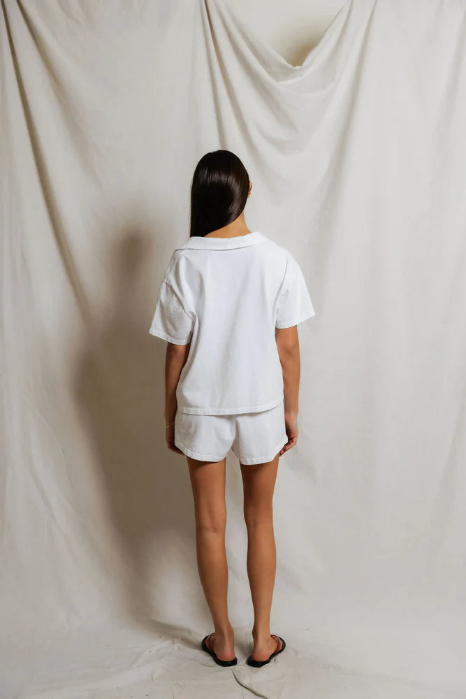 charlie collared tee, white