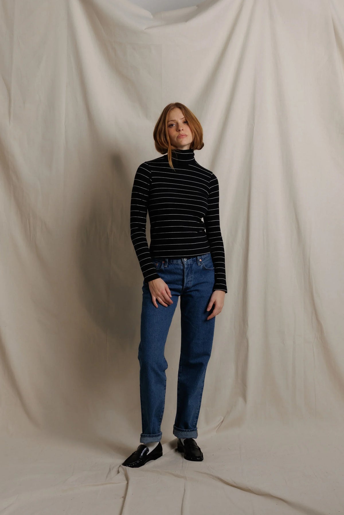 cindy turtleneck, black stripe