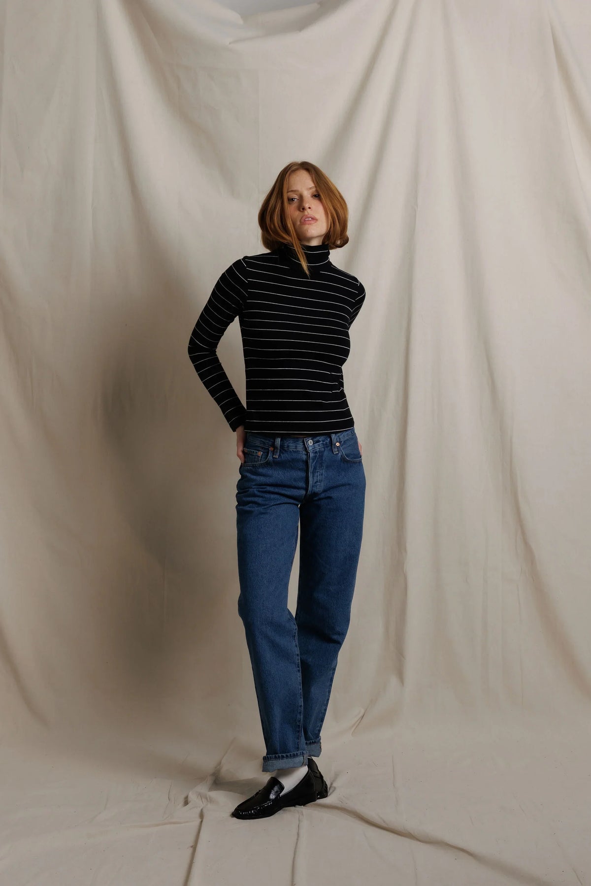 cindy turtleneck, black stripe