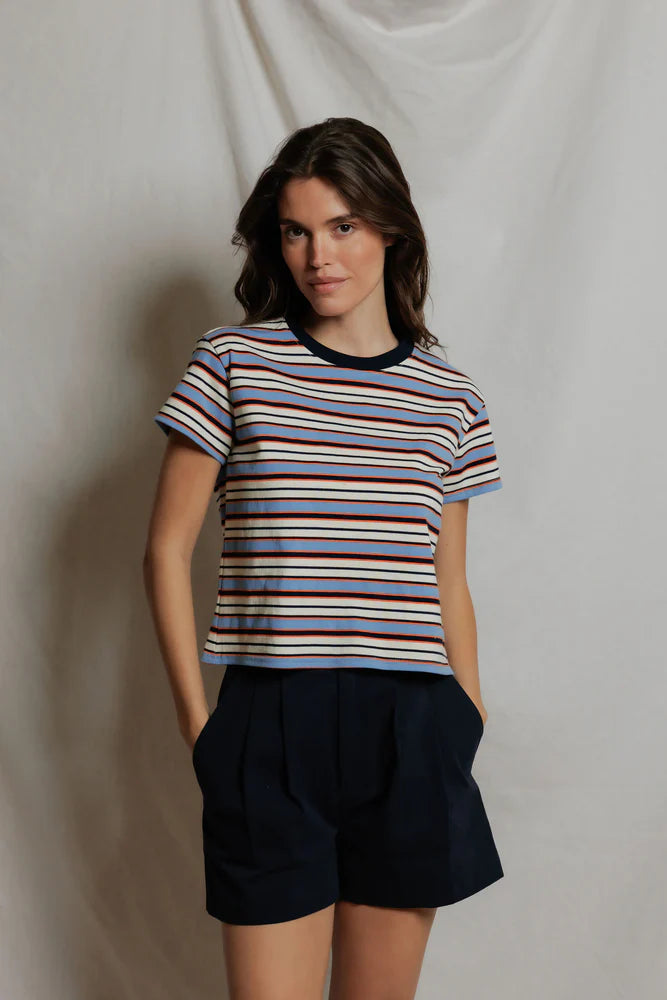 dawn tee, pacific clementine stripe