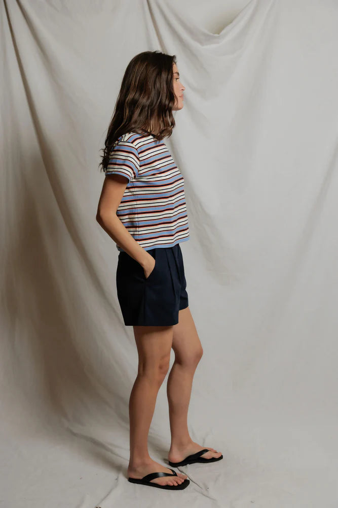 dawn tee, pacific clementine stripe