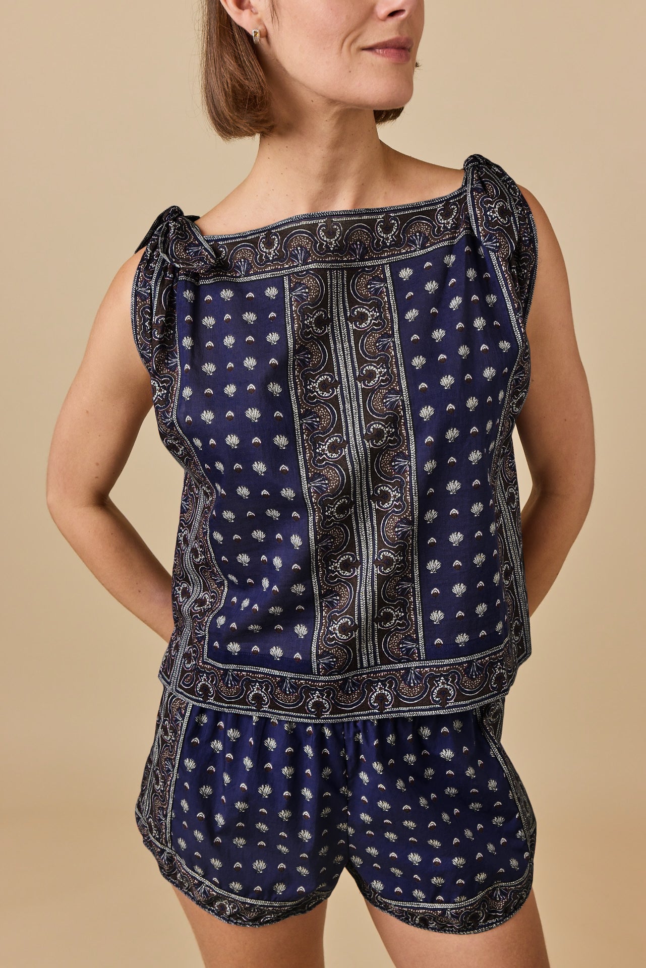 Amalia Top, Bleu Foulard De La Mer