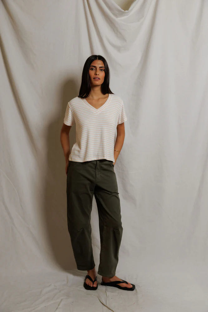 elliot v neck tee, clementine stripe
