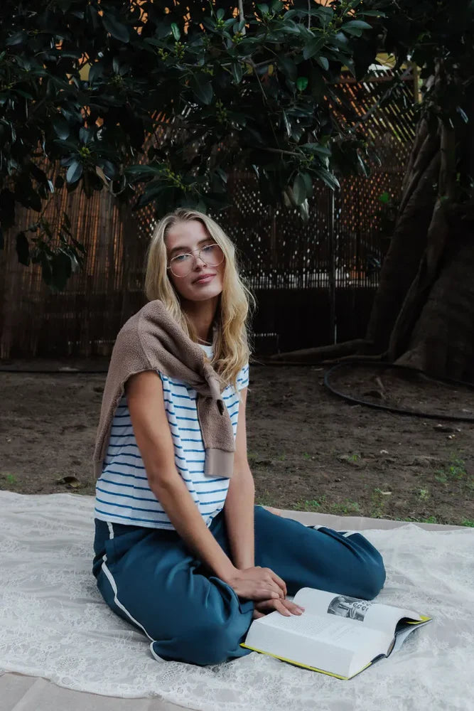 everett tee, cobalt stripe