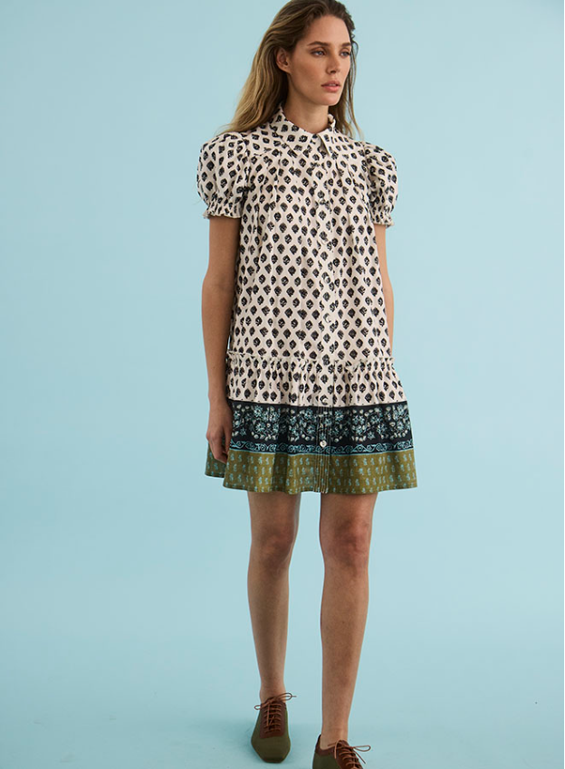 Drifter Mini Dress, Thistle & Cream