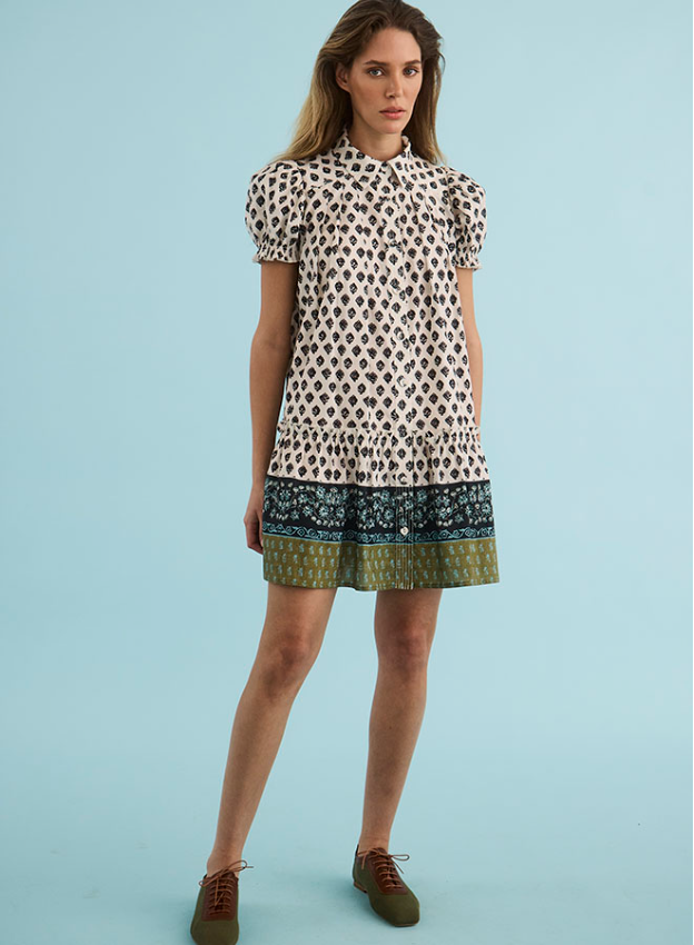 Drifter Mini Dress, Thistle & Cream