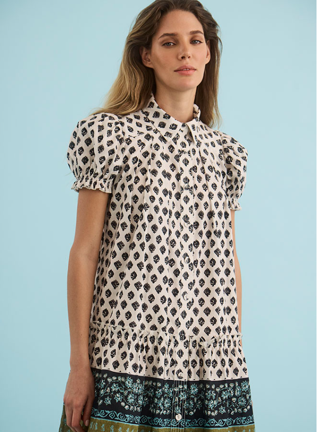 Drifter Mini Dress, Thistle & Cream