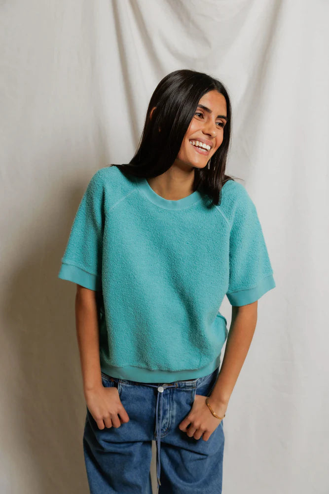 short sleeve ziggy, teal blue