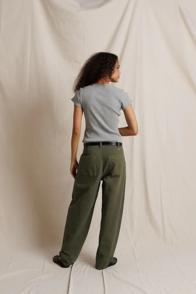 macy rib fitted tee, heather grey