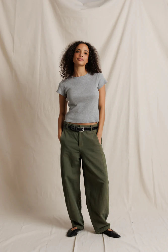 macy rib fitted tee, heather grey