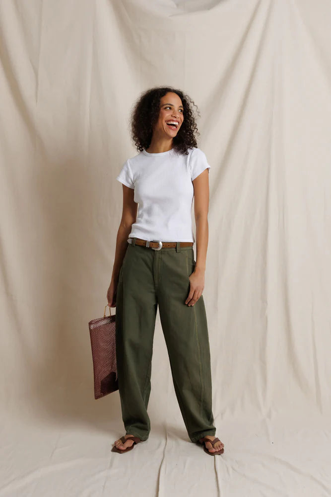 macy rib fitted tee, white
