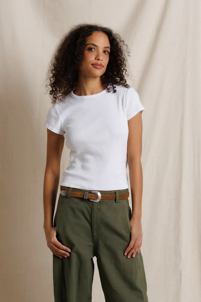 macy rib fitted tee, white