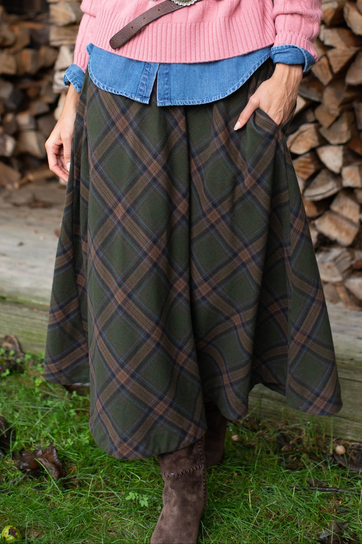 Charlotte Skirt, Hunter Plaid