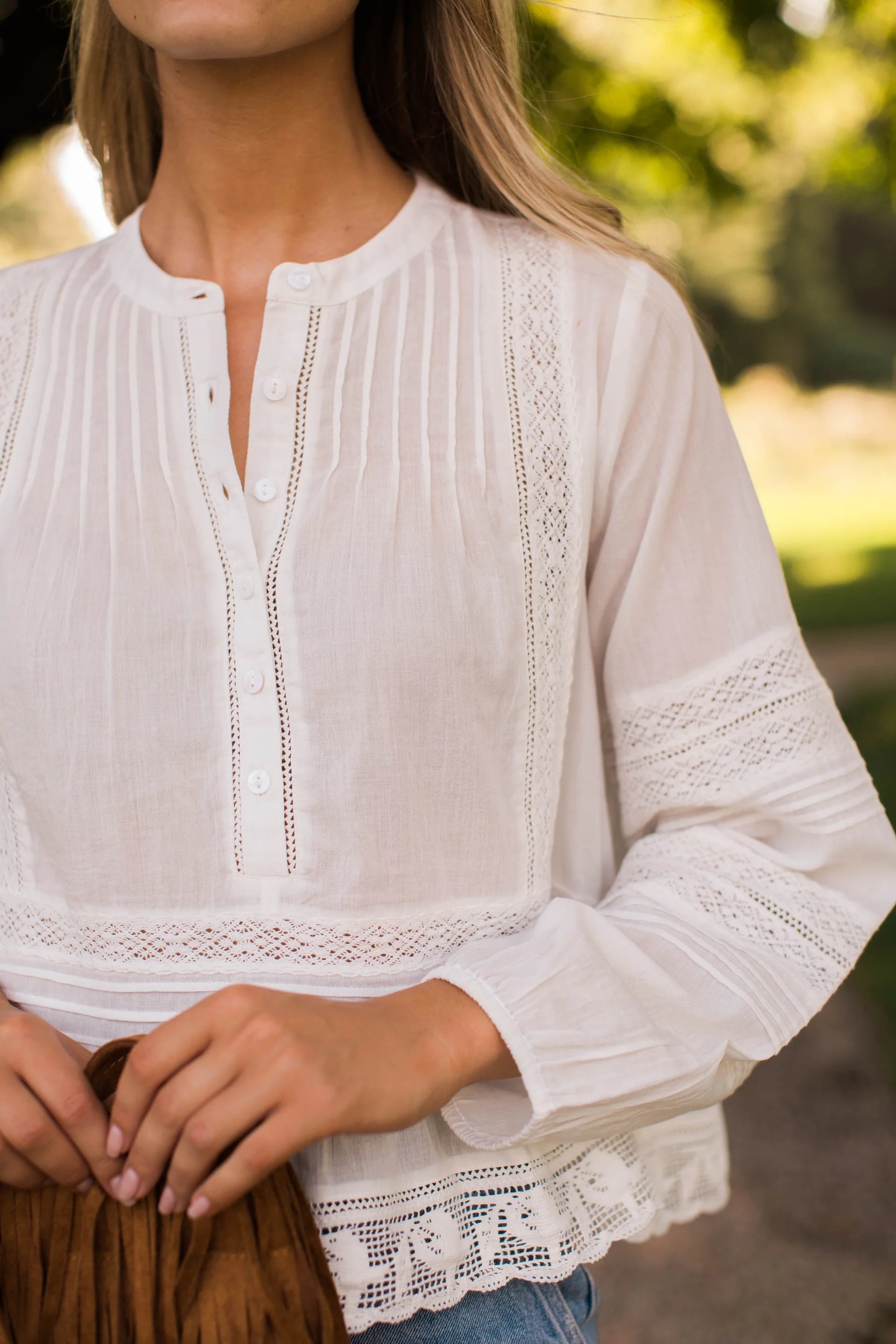 Avery Cotton Lace Top, Ivory