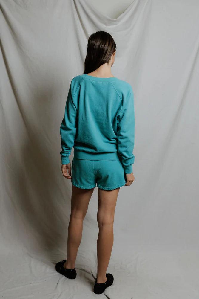 layla sweat short, teal blue