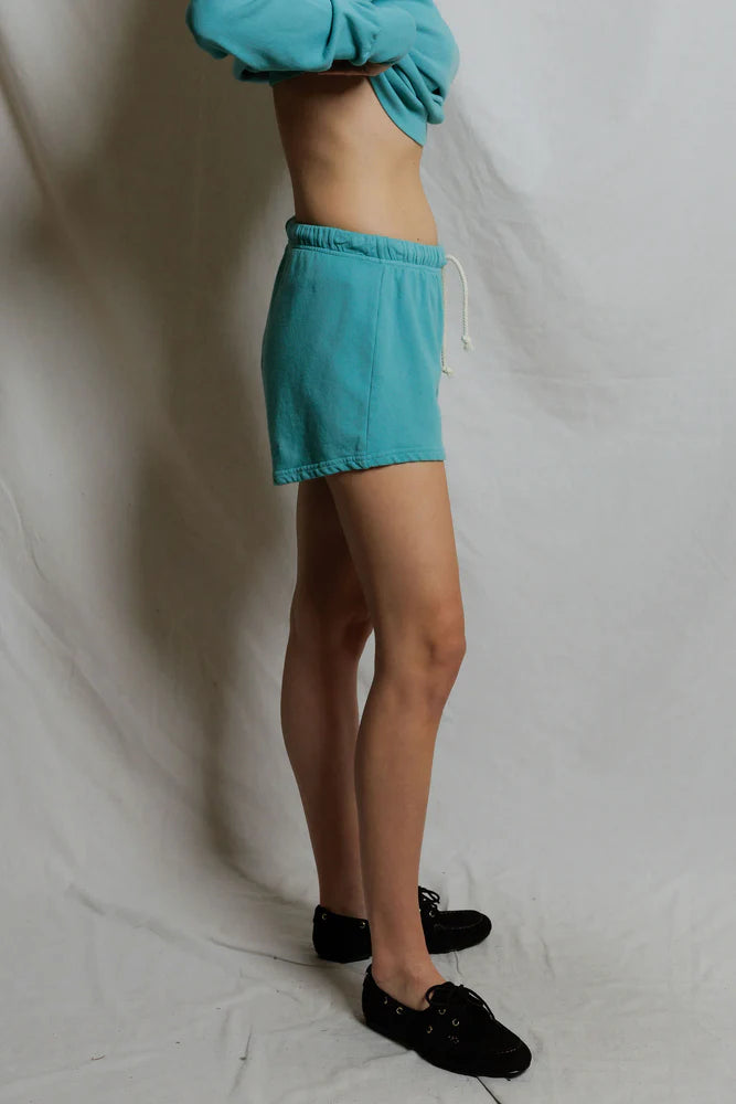 layla sweat short, teal blue