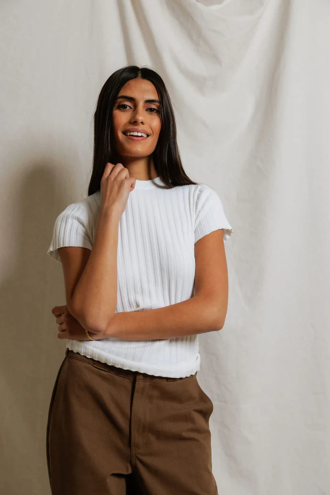 suri rib tee, white