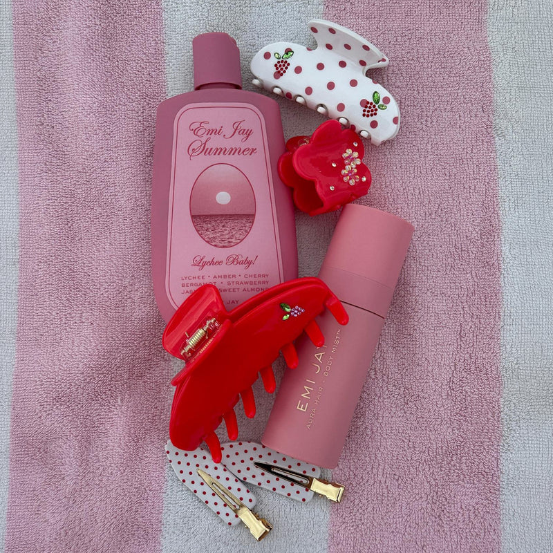 Sweetheart Clip in Coconut Berry Dot