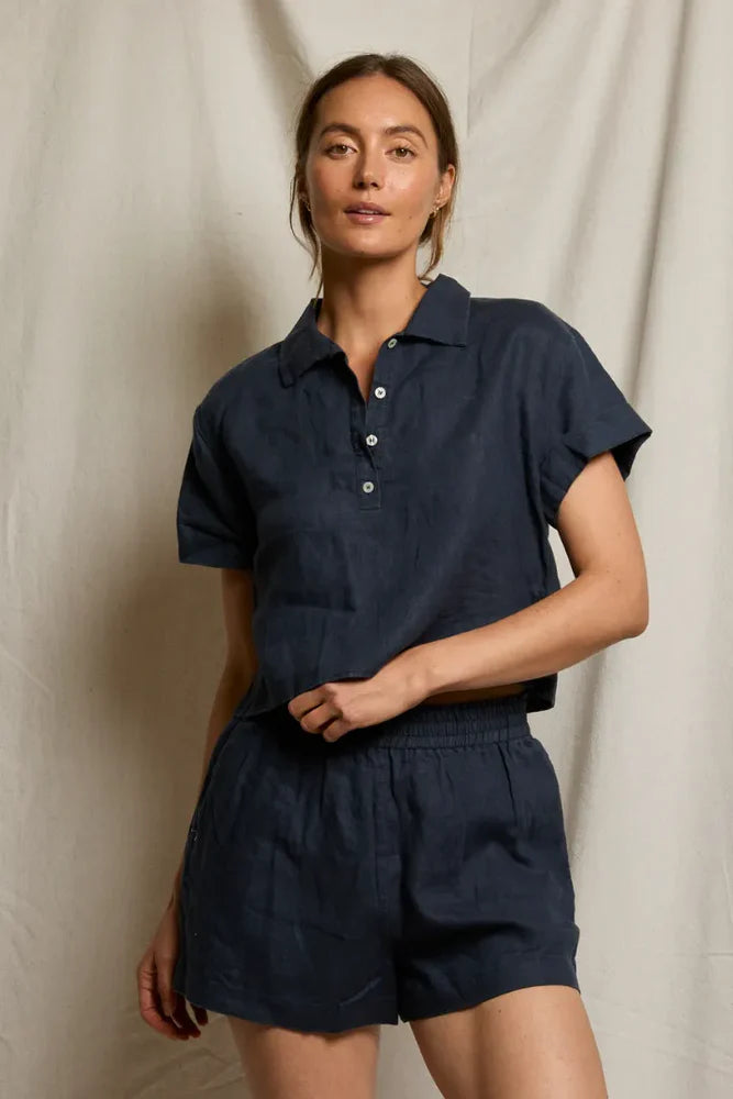 tabitha linen polo, navy