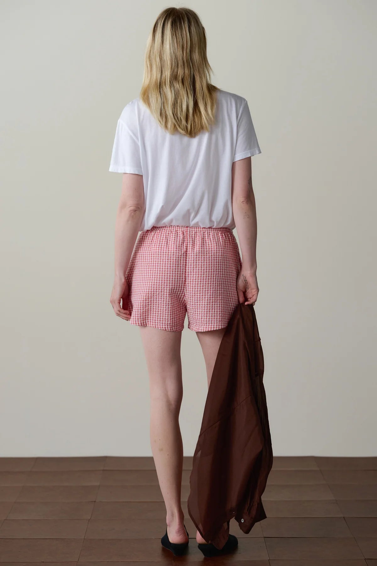 Cotton Gingham Tap Short, Rhubarb