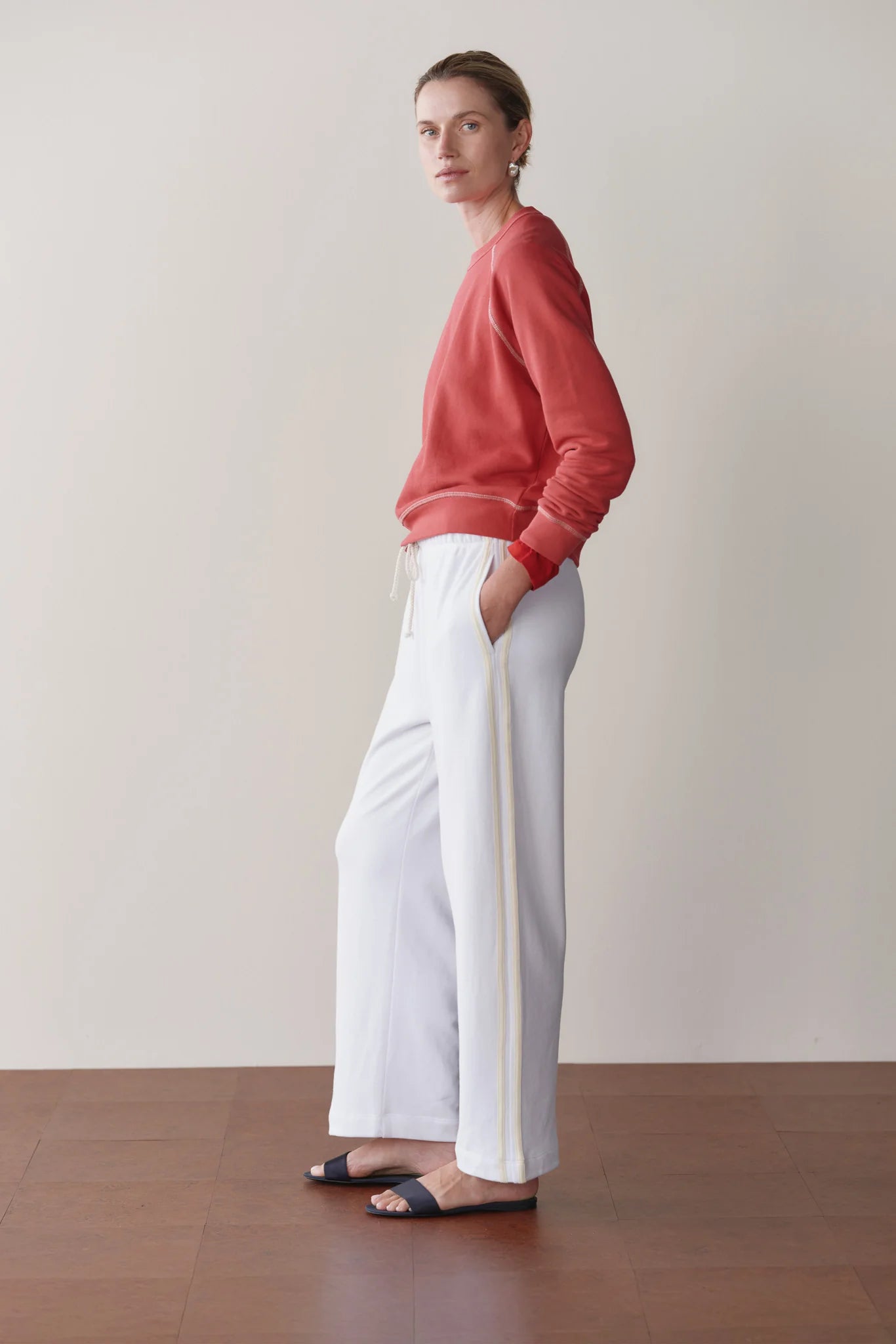 Eco-Terry Stripe Pant, Powder