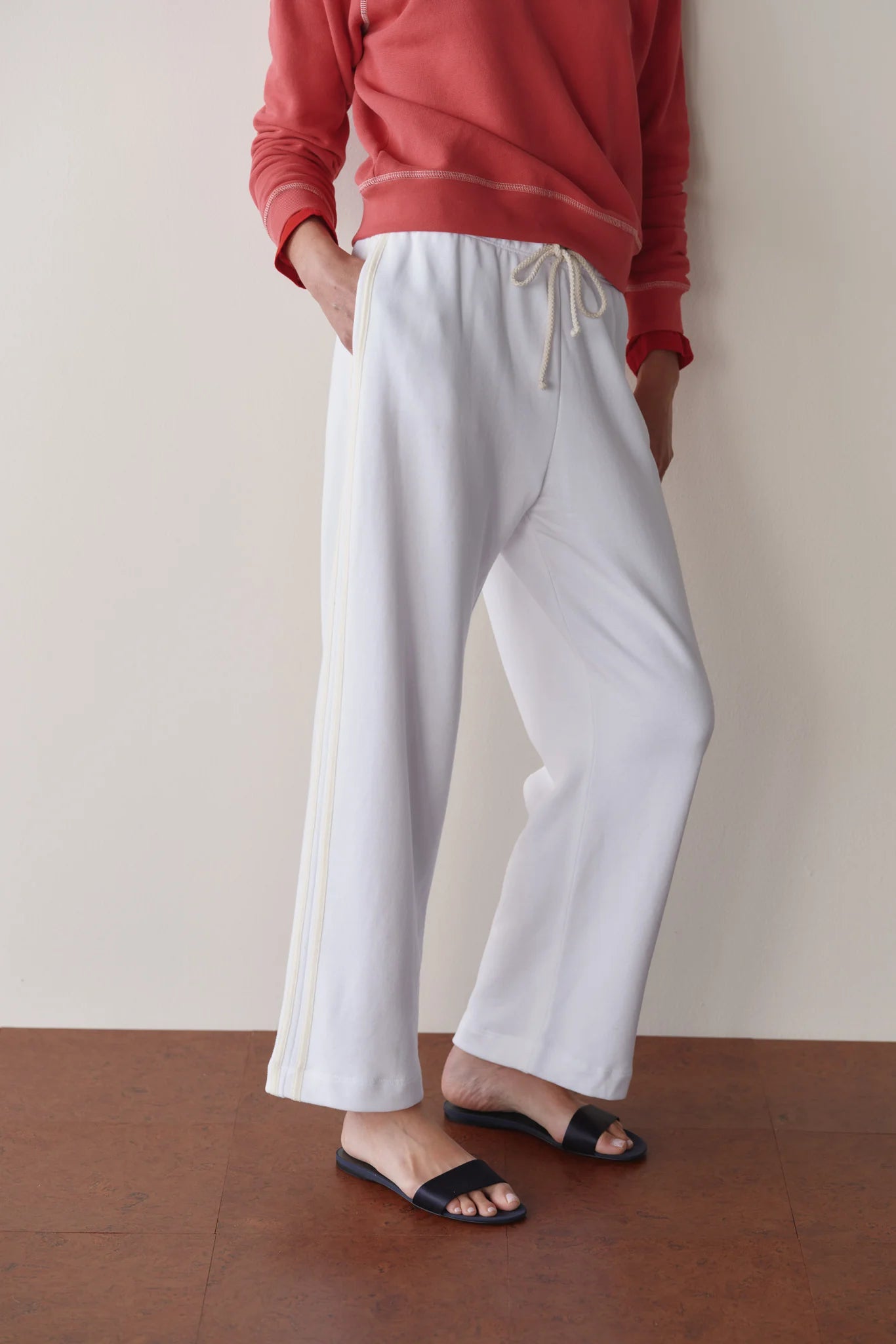 Eco-Terry Stripe Pant, Powder