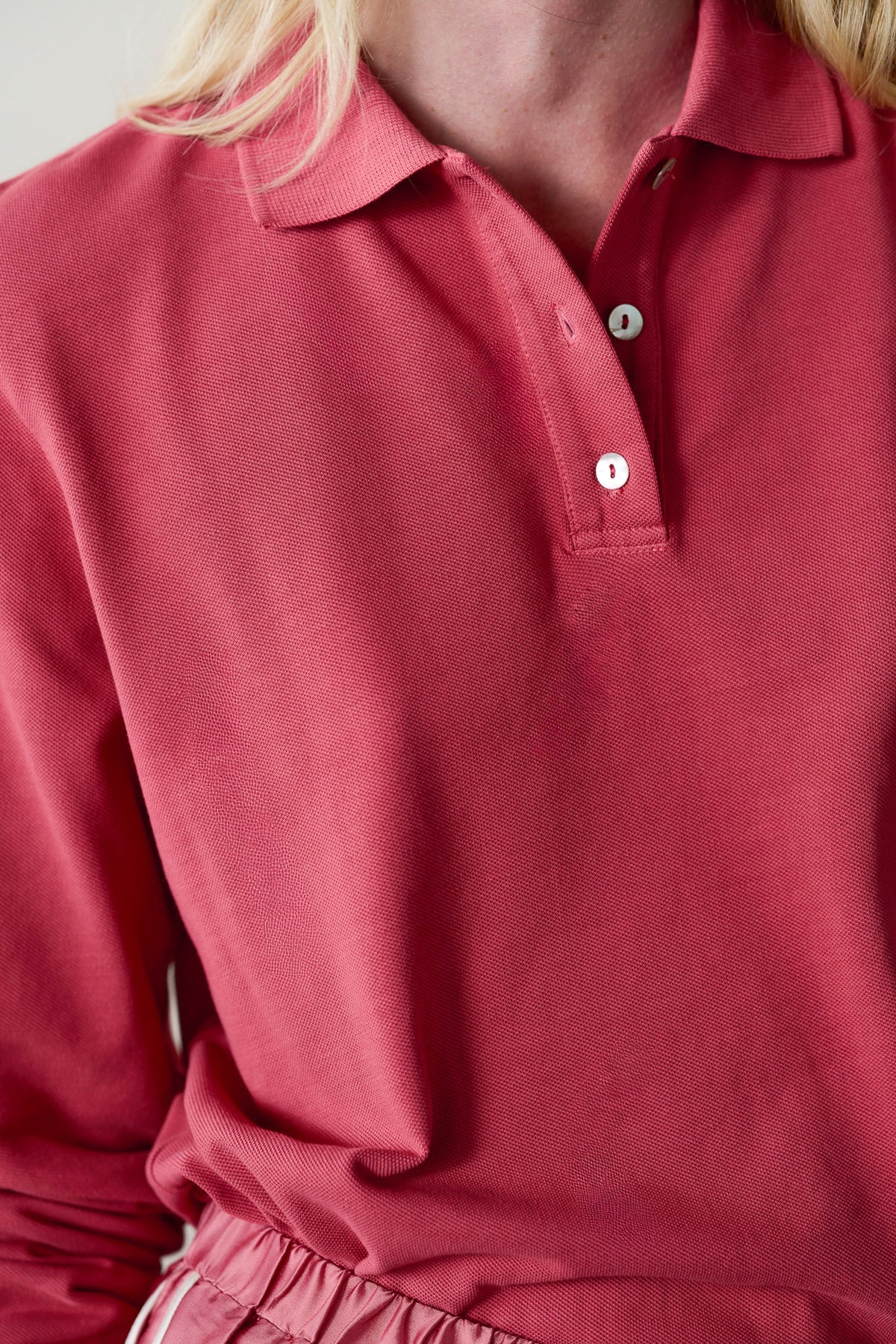 Pique Longsleeve Polo, Raspberry