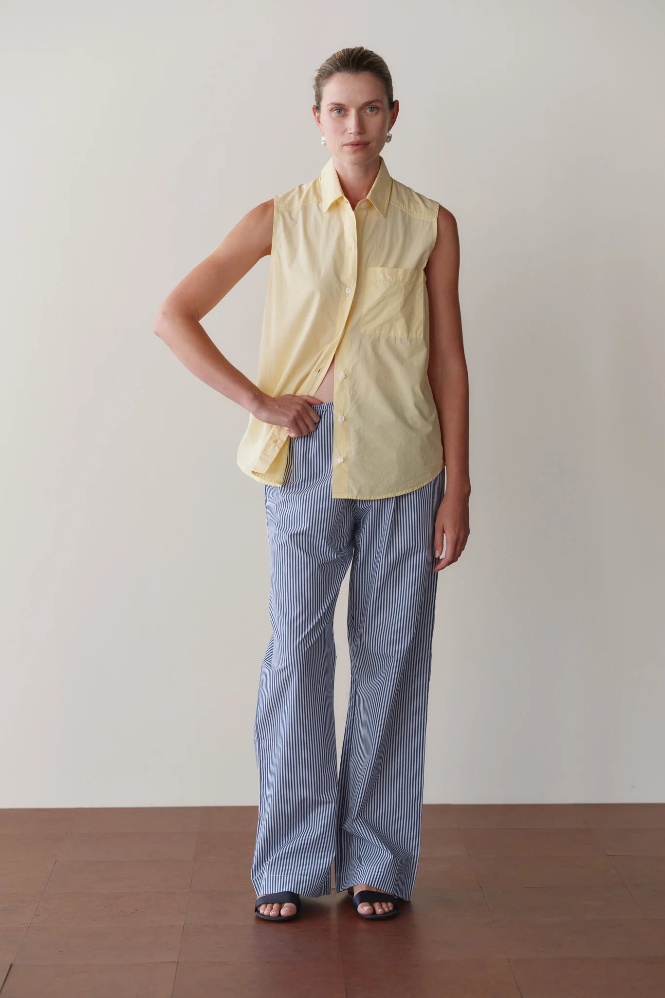 Pop Simple Pant, Navy Stripe