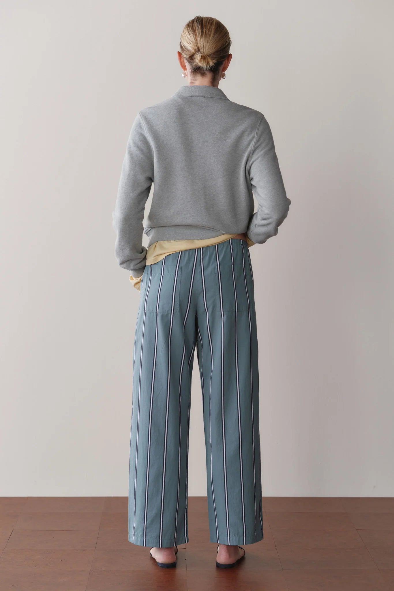 Pop Stripe Drawstring Pant, Sage