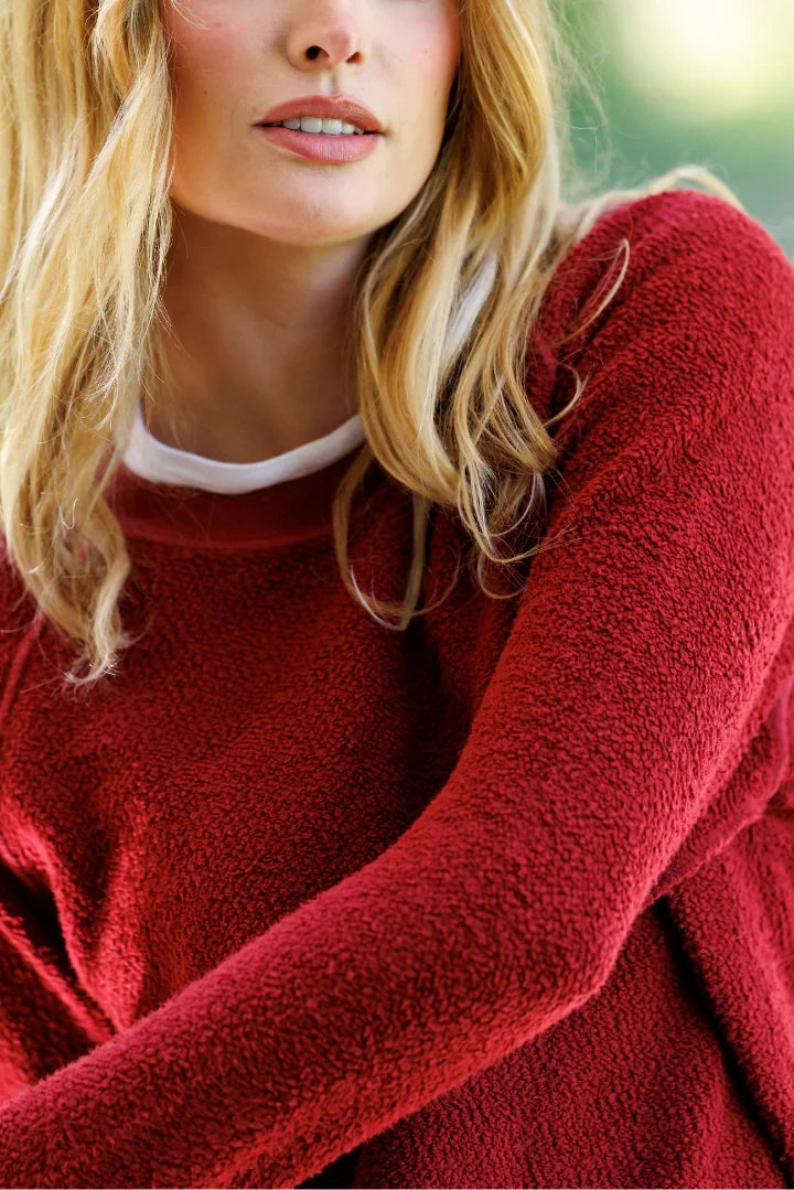 ziggy sweatshirt, ruby red