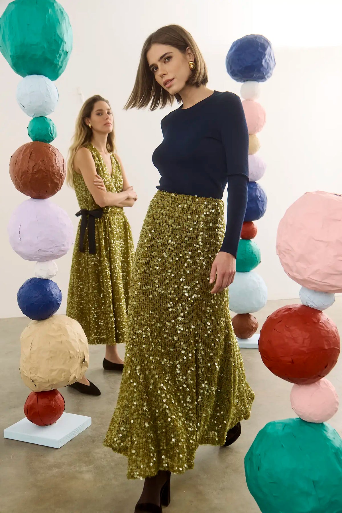 Lindsey Skirt, Moss Sequin