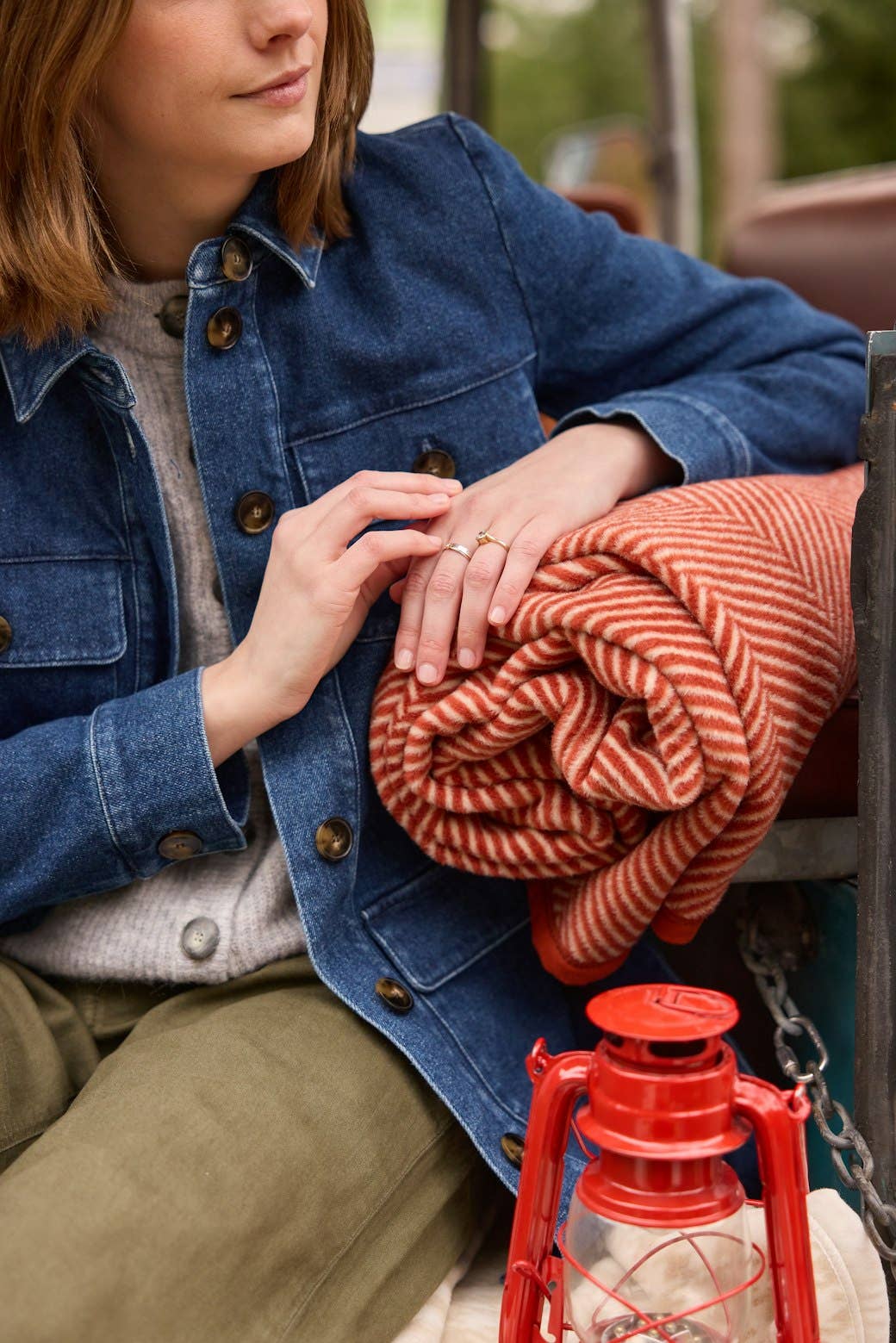 Herringbone Desert Red Blanket